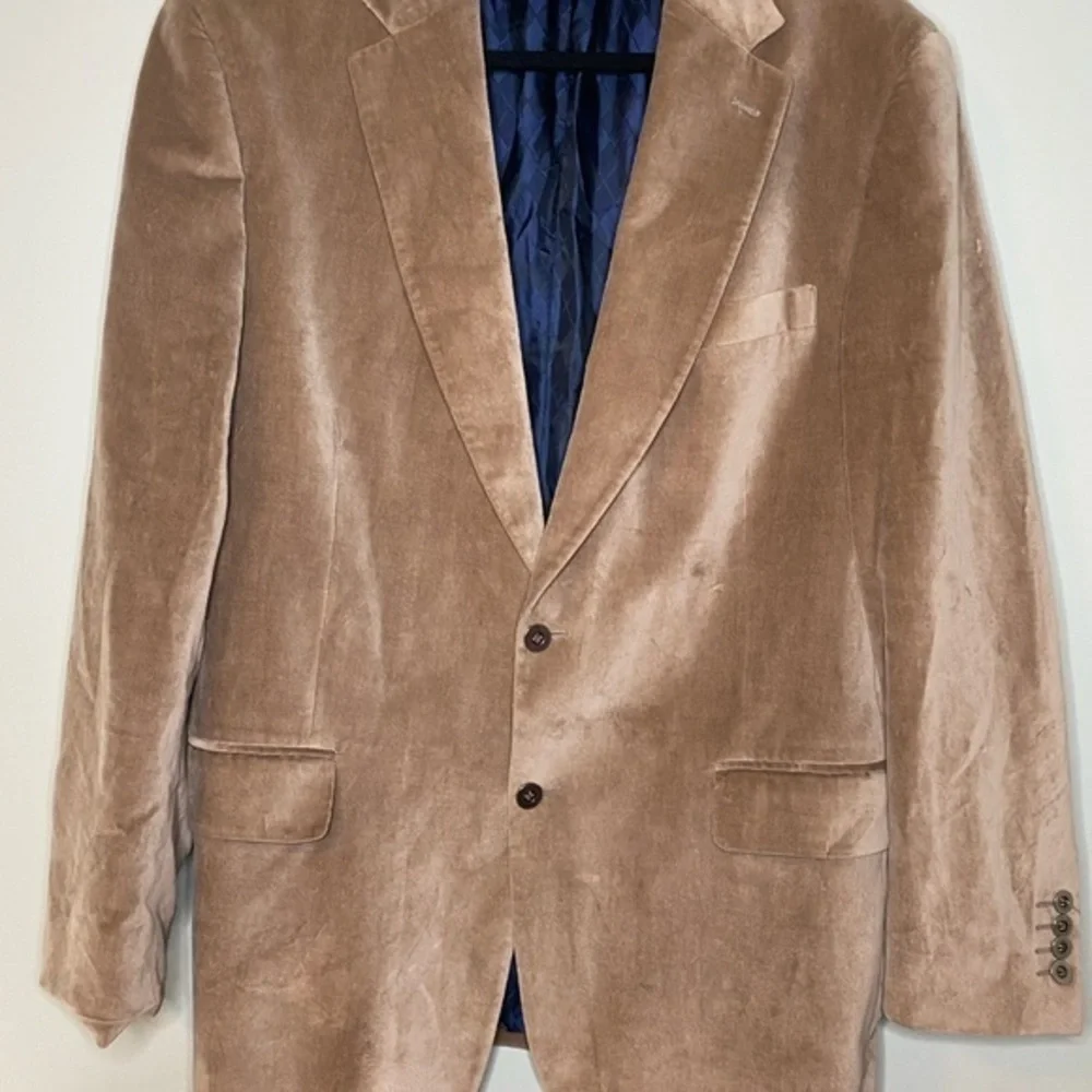 Robert Louis Blazer‎ Luxury Sports Coat Tan Velvet Velour Men Sz 44R Venezula
